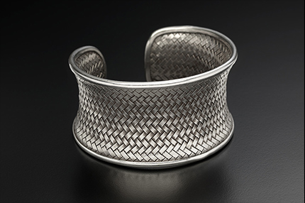 Bullrush Weave Silver Bangle